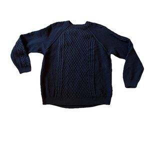Classic Navy Cable Knit Crewneck Sweater